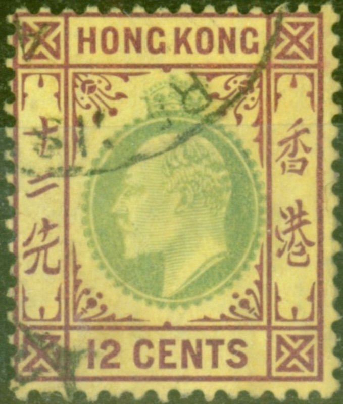 Hong Kong 1906 12c Green & Purple-Yellow SG82 Fine Used