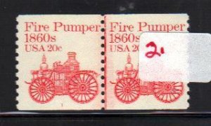 #1908 MNH Line pair  #1 20c Fire Pumper 1981-84 Issue