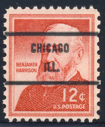 Chicago IL, 1045-71 Bureau Precancel, 12¢ Harrison