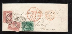 USA #68 & #65 (x2) Used On Cover Tied By 2 Strikes Of Large PAID In Grid Cancel