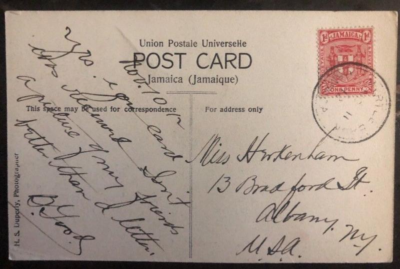 1912 Jamaica RPPC Postcard Cover To Albany NY USA Traveling To Kingston