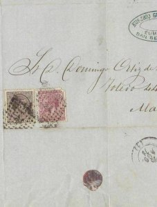 Spain 19th century stamps cover Ref 8372