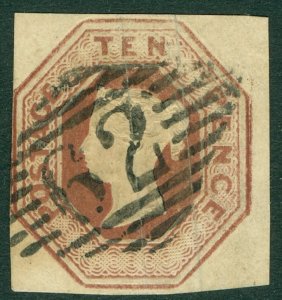 SG 57 10d brown. Very fine used with a ‘62’ Belfast Irish diamond. Full...