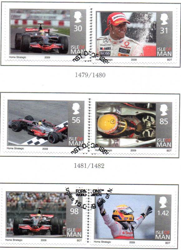Isle of Man Sc 1296-8 Hamilton Formula 1 stamp set used