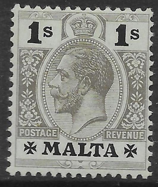 MALTA SG81b 1918 1/= BLACK ON BLUE-GREEN MTD MINT