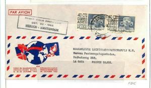 MEXICO FDC First Flight Cover 1952 FFC Holland & Telegraph Form Album Page AQ453