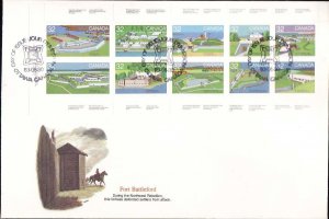 Canada-Sc#992a-stamps on large Fleetwood FDC-Forts-1983-colourful cachet is much