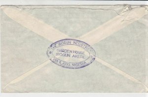 Nigeria 1950 ilaro PO Cancel Airmail to England King+Trees Stamps Cover Rf 29943