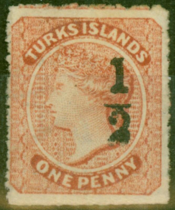 Turks & Caicos Is 1881 1/2 on 1d Dull Red SG16 Setting 8 Fine Unused