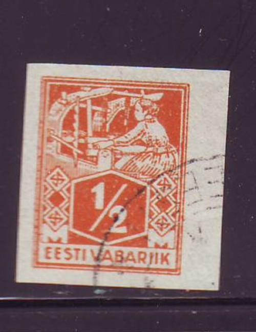 Estonia Sc 58 1923 ? m weaver stamp  used imperforate