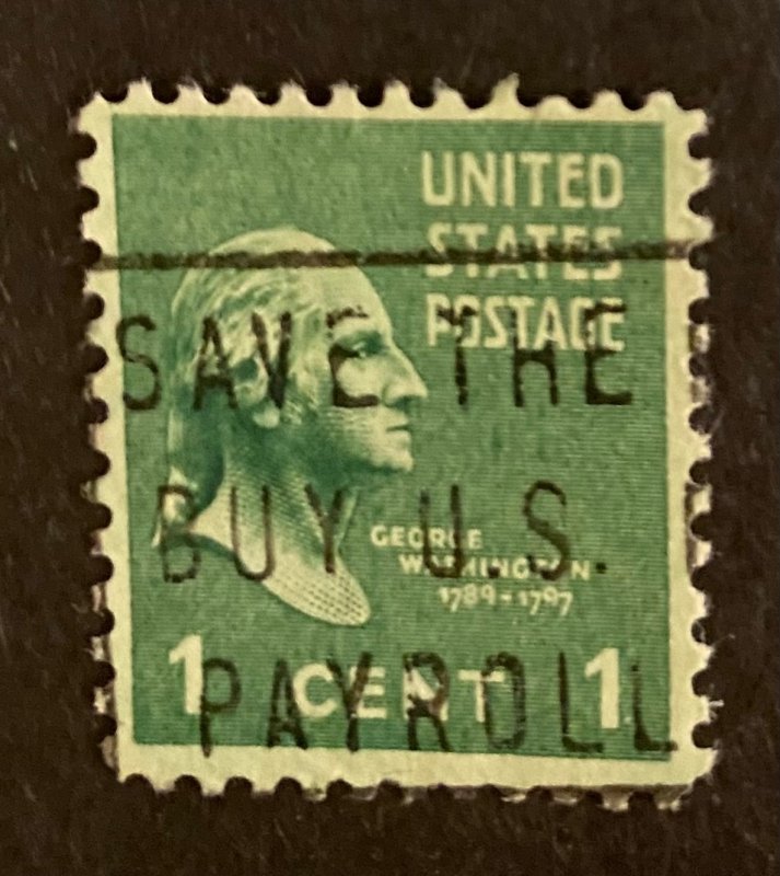George Washington 1 Cent Green Stamp 1789-1797 ( Very Rare Vintage )