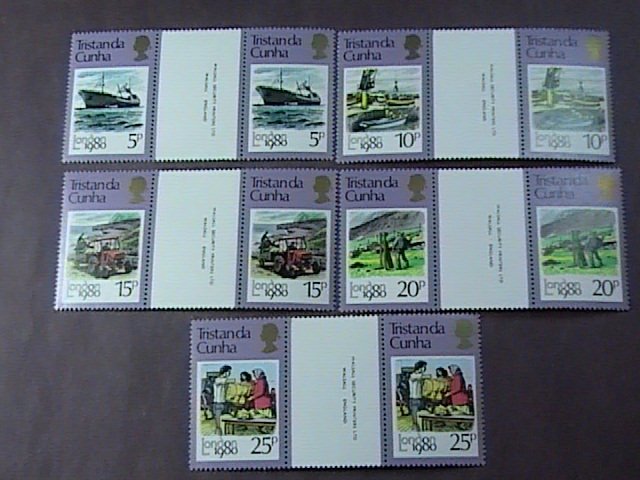 TRISTAN da CUNHA # 272-276-MINT/NH-COMPLETE SET OF CROSS GUTTER PAIRS--1980