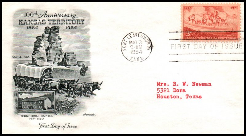 US 1061 Kansas Territory Artmaster Typed FDC