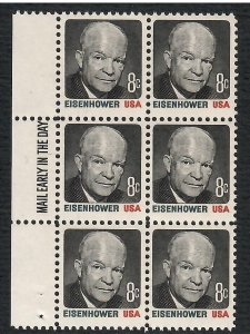 US # 1394 , Dwight David Eisenhower , Mail Early Block of 6 - I Combine S/H