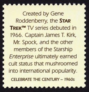 US 3188e MNH VF 33 Cent  Star Trek Celebrate the Century 1960s