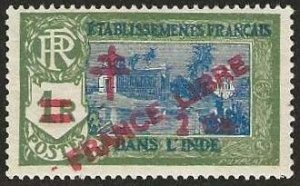 French India, Sc. 199,  mint, hinged, small thin. 1943. (F605a)