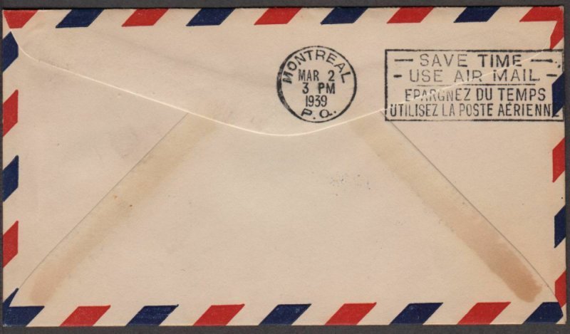 1939 Canada First Flight Airmail Service 301aa Regina - Montreal COILS cachet