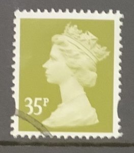 GREAT BRITAIN ELLIPTICAL MACHINS USED 1993-2011 35p YELLOW-OLIVE centre bndY1701