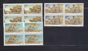 South West Africa 391-393 Blocks Of 4 Set MNH Animals