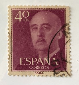 Spain 1955 Scott 820 used - 40c, General Francisco Franco