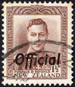 New Zealand SGO138 1 1/2d Purple Brown opt OFFICIAL Cat 20 pounds