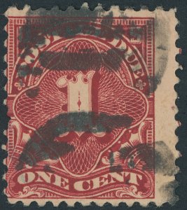 US J61b 1 cent Postage due; Used; Deep Claret -- see details and scan