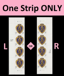 US 3784 Purple Heart 37c plate strip 4 B1111 MNH 2003