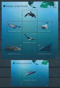 [110207] Tanzania 2011 Marine life whales humpback With souvenir sheet MNH