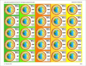 2020 MALI - IMPERF - ULTRA RARE MIXED SHEET - PANDEMIC JOINT ISSUE - MNH-