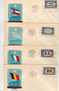 1943 WW2 Patriotic 909-921 EXPANDED SET OF 14 IOOR OVERRUN COUNTRIES Both Poland