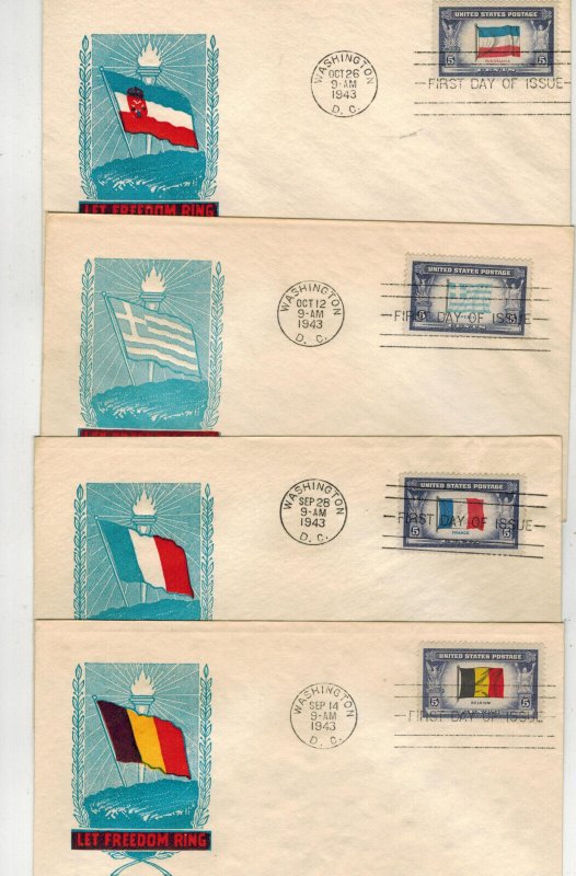 1943 WW2 Patriotic 909-921 EXPANDED SET OF 14 IOOR OVERRUN COUNTRIES Both Poland