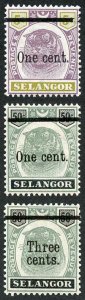 Selangor SG66a/67 1900 overprint set of 3 M/Mint