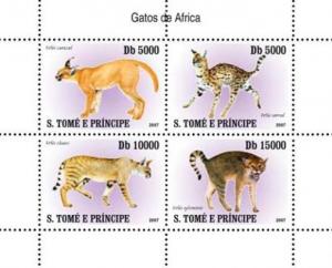 SAO TOME E PRINCIPE 2007 SHEET WILD CATS FELINES WILDLIFE st7404