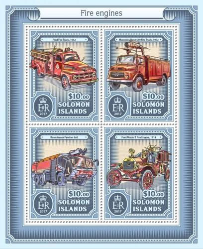 SOLOMON ISLANDS 2017 SHEET CAMIONS DE POMPIERS FIRE ENGINES TRUCKS slm17118a