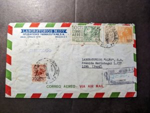 1936 Registered Mexico Airmail Cover Mexico City to Lima Peru