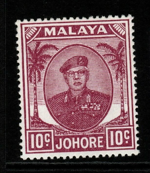 MALAYA JOHORE SG139 1949 10c MAGENTA MNH