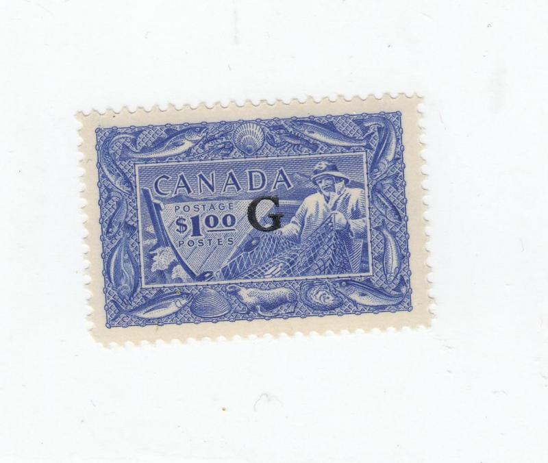 CANADA BACK OF THE BOOK # O27 VF-MLH G O/PRINT FISHERMAN $1 CAT VALUE $100