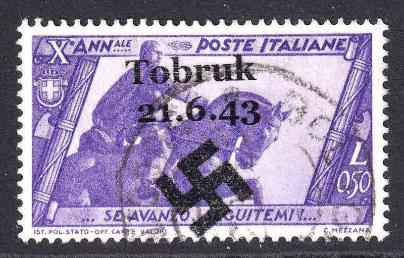 ITALY 297 TOBRUK 21.6.43 OVERPRINT CDS XF SOUND