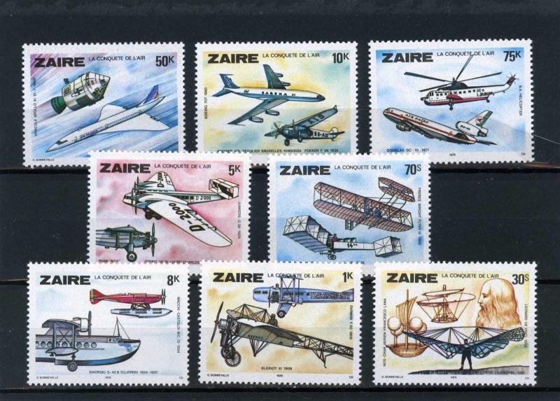 ZAIRE 1978 Sc#893-900 HISTORY OF AVIATION SET OF 8 STAMPS MNH