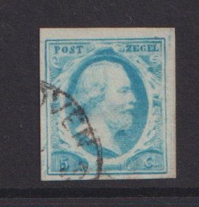 Netherlands  #1  used  1852   William III   5c