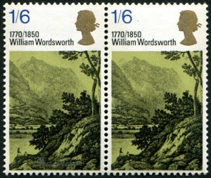 GB 1970 Literary Anniv 1/6d silver omitted Grasmere on r/h copy of pair unmoun