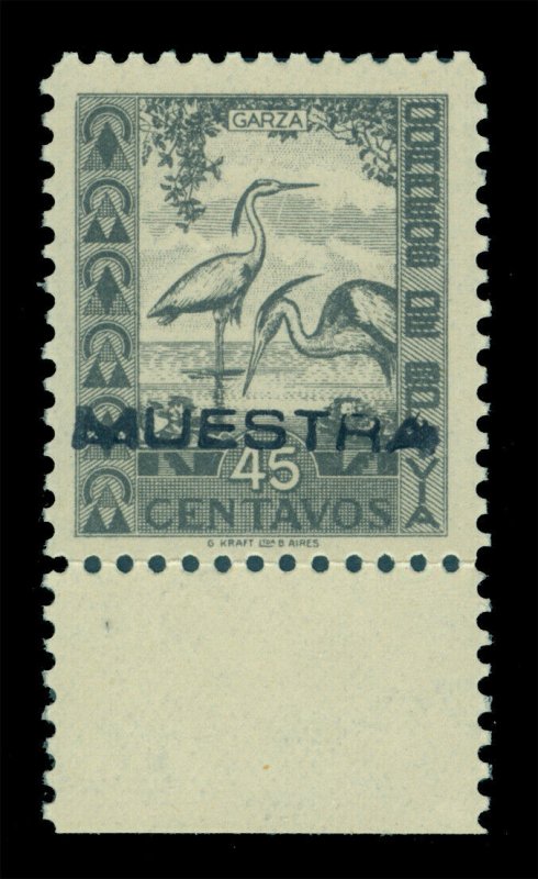 BOLIVIA 1939 Birds - Cocoi Herons - 45c gray Sc# 260 mint MNH SPECIMEN ovpt