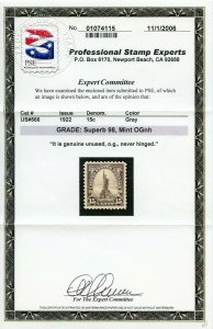 US SCOTT #566 MINT-SUPERB-OG-NH GRADED 98 W/ PSE CERT SMQ $650 (4/23/21 GP)