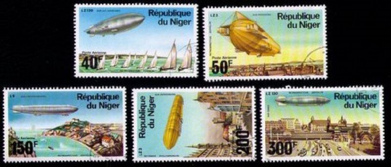 Republic Of NIGER- 1977 - Ferdinand Graf Von Zeppelin  Aviation Set Of Five Used