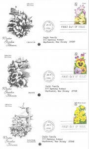 1996 FDC, #3025-3029, 32c Winter Garden Flowers, PCS (5)