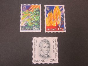 Iceland 1987 Sc 641,652-53 set MNH