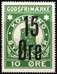 Vintage Denmark Private Local Stamp 15/10 Ore Kolding Sydbaner Railways Unused