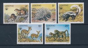 [54030] Lesotho 1977 Endangered species Animals Monkey Porcupine Polecat MNH