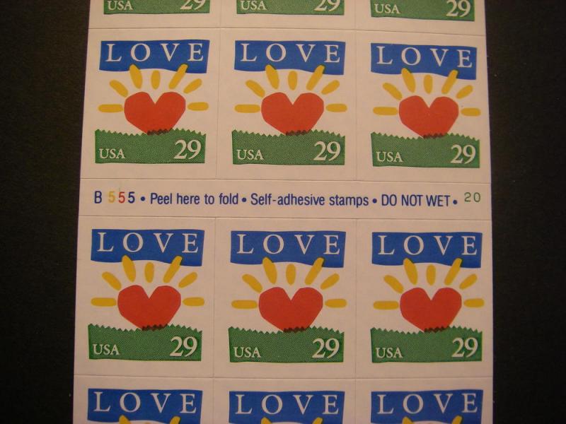 Scott 2813a, 29c Sunrise Love, #B555 20, Pane of 18, MNH Booklet Beauty