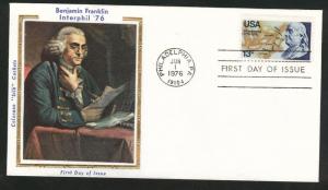 1690 FDC Ben Franklin Interphil on Colorano Silk Cache U/A